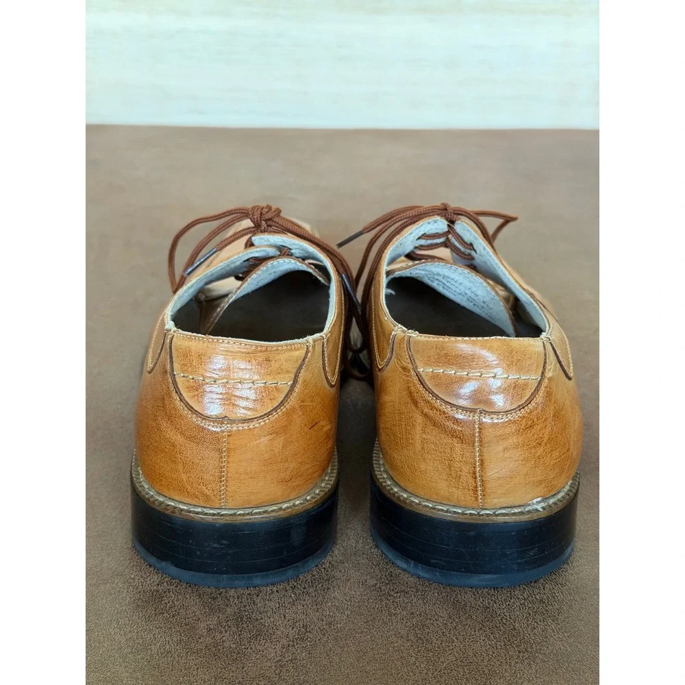 Stacy Adams Mens Tan Leather Bicycle Toe Oxford Dress Shoes 24718-240 9M